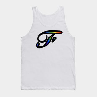 Rainbow Cursive Letter F Tank Top